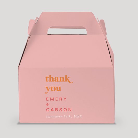 Retro Summer | Rosa und orange Vielen Dank Geschenkschachtel