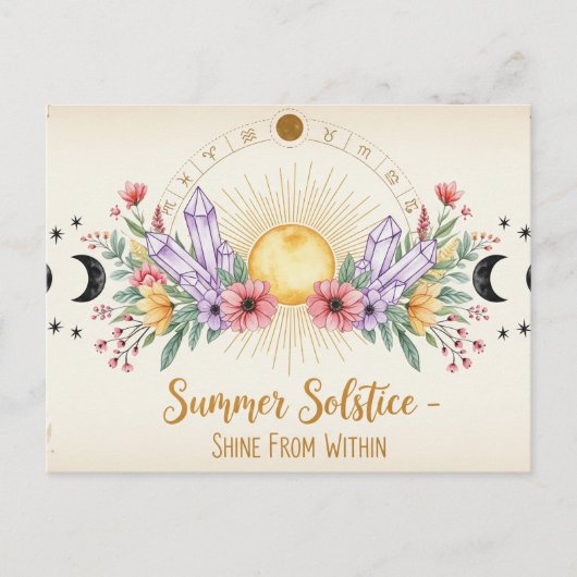 Retro Summer Solstice Postkarte (Vorderseite)