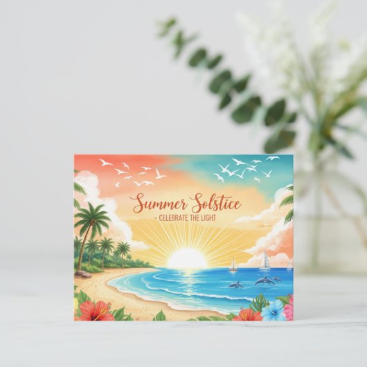 Retro Summer Solstice Postkarte (Stehend Vorderseite)