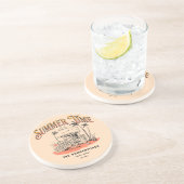 Retro Summer Time Beach Hut Illustration Getränkeuntersetzer (Seite)