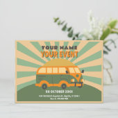 Retro Summer van Einladung (Stehend Vorderseite)