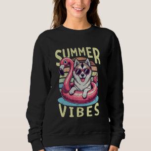 Retro Summer Vibes Alaskan Klee Kai Dog Mama Vacat Sweatshirt
