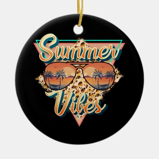 Retro Summer Vibes | Beach Sunset Keramik Ornament (Vorne)