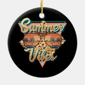 Retro Summer Vibes | Beach Sunset Keramik Ornament (Hinten)