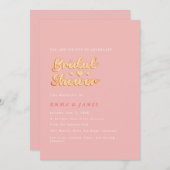 Retro Summer Vibes | Rosa und orangefarbenes Braut Einladung (Vorne/Hinten)