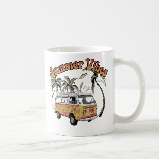 "Retro Summer Vibes Van Design - Perfekt für Stran Kaffeetasse (Rechts)