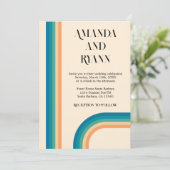 Retro Summer Vintag Unique QR Code Hochzeit Einladung (Stehend Vorderseite)