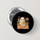 Retro Summerween Ghost Boho Bloral Sommer Hallowee Button (Vorne & Hinten)