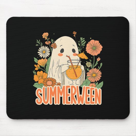 Retro Summerween Ghost Boho Bloral Sommer Hallowee Mousepad (Vorne)