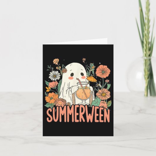 Retro Summerween Ghost Summer Halloween Karte (Vorderseite)