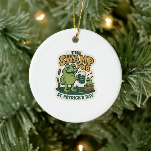 Retro-Sumpf-Pub-Frosch St. Patrick's Day Keramik Ornament (Baum)