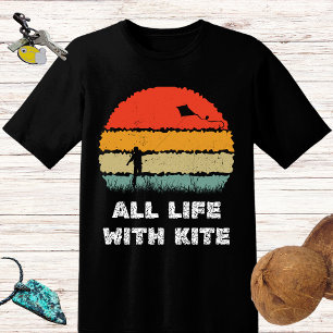 Retro Sun ALL LIFE with KITE surfen 4 Kitesurfer T-Shirt
