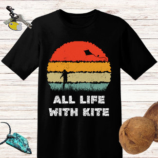 Retro Sun ALL LIFE with KITE surfen 4 Kitesurfer T-Shirt