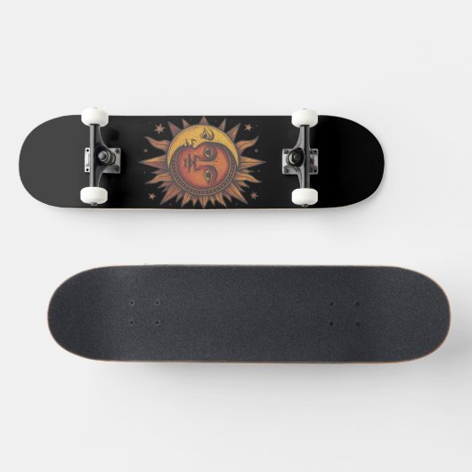 Retro Sun and Moon Unisex Skateboard (Horizontal)