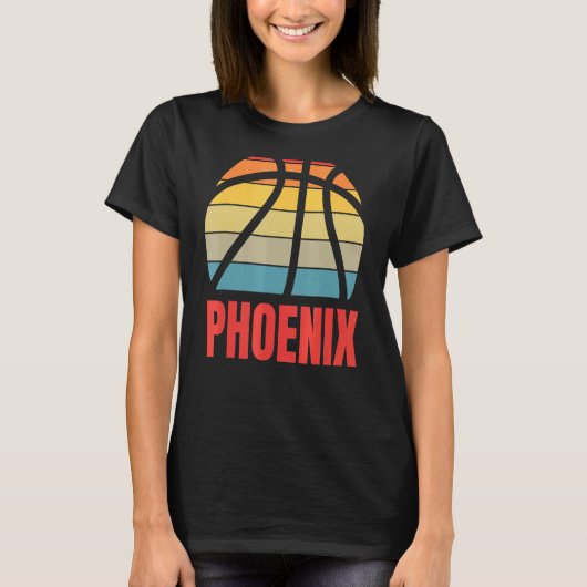 Retro Sun Basketball Phoenix Design T-Shirt (Vorderseite)