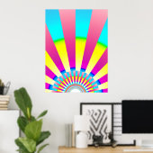 Retro Sun Boho Gelb rosa Abstrakte Kunst Poster (Heimbüro)