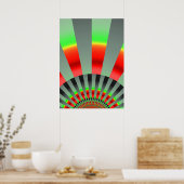 Retro Sun Boho Gelbe rote Abstrakte Kunst Poster (Küche)