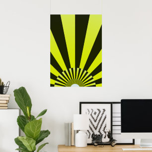 Retro Sun Boho Gelbe Schwarze Abstrakte Kunst Poster