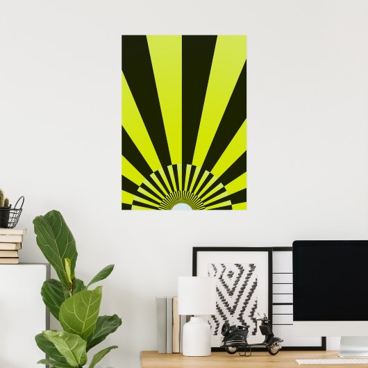 Retro Sun Boho Gelbe Schwarze Abstrakte Kunst Poster (Heimbüro)