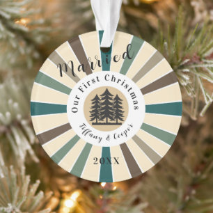 Retro Sun Brown Fir Tree Erste Weihnachten Verhe Ornament