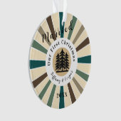 Retro Sun Brown Fir Tree | Erste Weihnachten Verhe Ornament (Vorderseite)