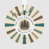 Retro Sun Brown Fir Tree | Erste Weihnachten Verhe Ornament (Rückseite)