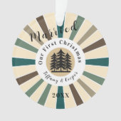 Retro Sun Brown Fir Tree | Erste Weihnachten Verhe Ornament (Vorderseite)