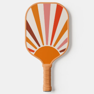 Retro Sun Burst Sonnenuntergang Orange Gelb Rosa Pickleball Schläger