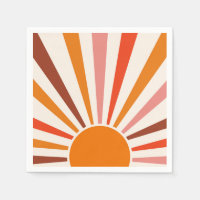 Retro Sun Burst Sonnenuntergang Orange Gelb Rosa