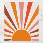 Retro Sun Burst Sonnenuntergang Orange Gelb Rosa Weinetikett (Einzelnes Label)