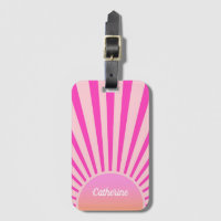 Retro Sun Burst Sunset Sunrise Hot Pink Ombre