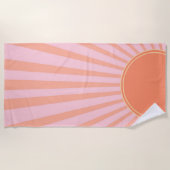 Retro Sun Burst Sunset Sunrise Pastell Pink Strandtuch (Vorderseite)