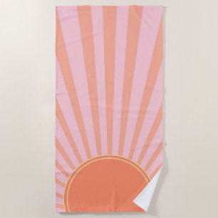 Retro Sun Burst Sunset Sunrise Pastell Pink Strandtuch