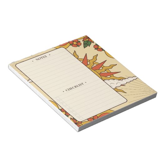 Retro Sun | Daily Notes and Checklist Notepad Notizblock (angewinkelt)