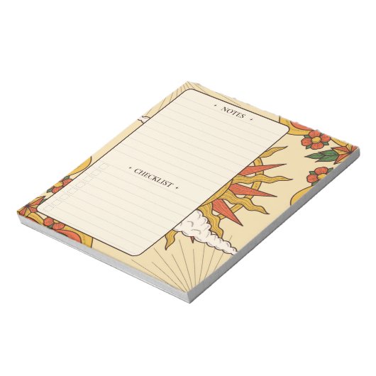 Retro Sun | Daily Notes and Checklist Notepad Notizblock (Rotiert)