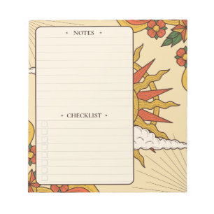Retro Sun   Daily Notes and Checklist Notepad Notizblock