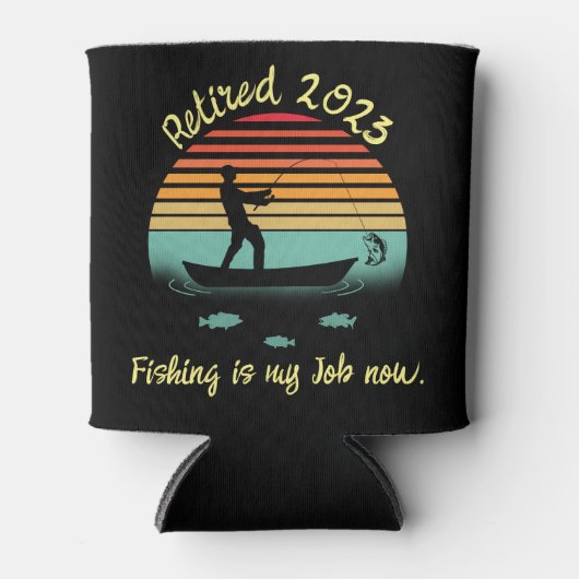 Retro Sun Funny Fishing Retirement Dosenkühler (Vorderseite)
