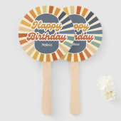 Retro Sun Groovy Wave Happy Birthday Fächer (Vorne und Hinten)