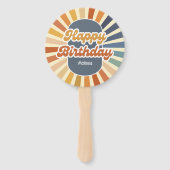 Retro Sun Groovy Wave Happy Birthday Fächer (Vorderseite)