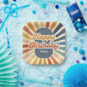 Retro Sun Groovy Wave Happy Birthday Pappteller (Party)