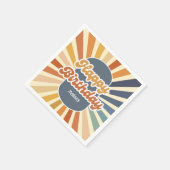 Retro Sun Groovy Wave Happy Birthday Serviette (Ecke)