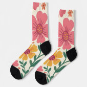Retro Sun-Kissed Bloom & Hearts Pattern Socken (Linkes Detail)