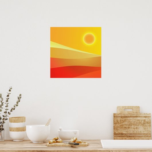 Retro Sun Mid Century Moderne Kunst abstraktes Pos Poster (Küche)