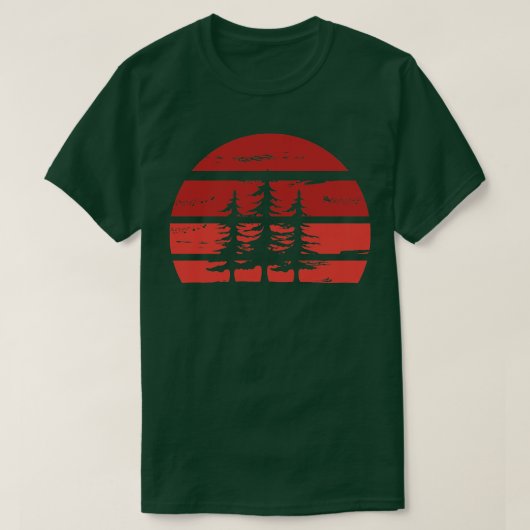 Retro Sun Minimalistisch mit Pine Tree Silhouette  T-Shirt (Design vorne)