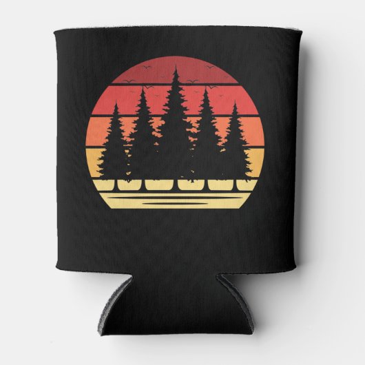 Retro Sun Minimalistisch Pine Tree Design Dosenkühler (Vorderseite)