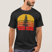 Retro Sun Minimalistische Pine Tree Silhouette T-Shirt (Vorderseite)