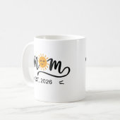 Retro Sun Mom Established Handwritten Name Year Kaffeetasse (Vorderseite Links)