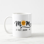 Retro Sun Mom Established Handwritten Name Year Kaffeetasse (Links)