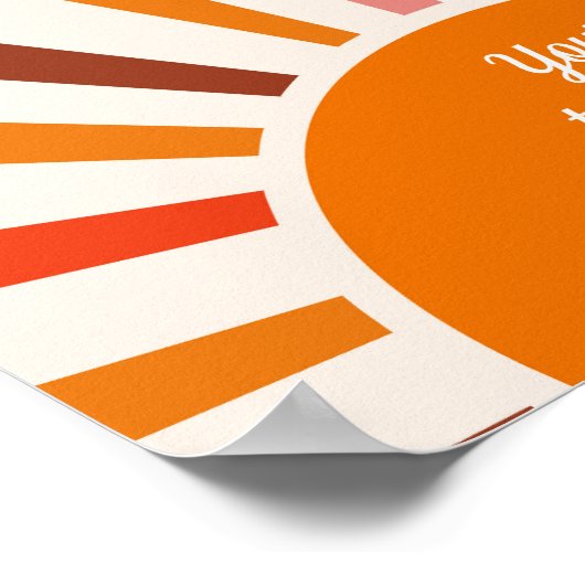 Retro Sun Rays Burset Orange Gelb Poster (Ecke)