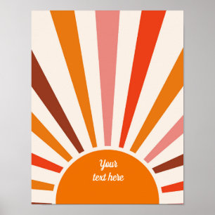 Retro Sun Rays Burset Orange Gelb Poster
